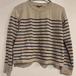 Madewell Beige +  Navy Stripes Sweatshirt